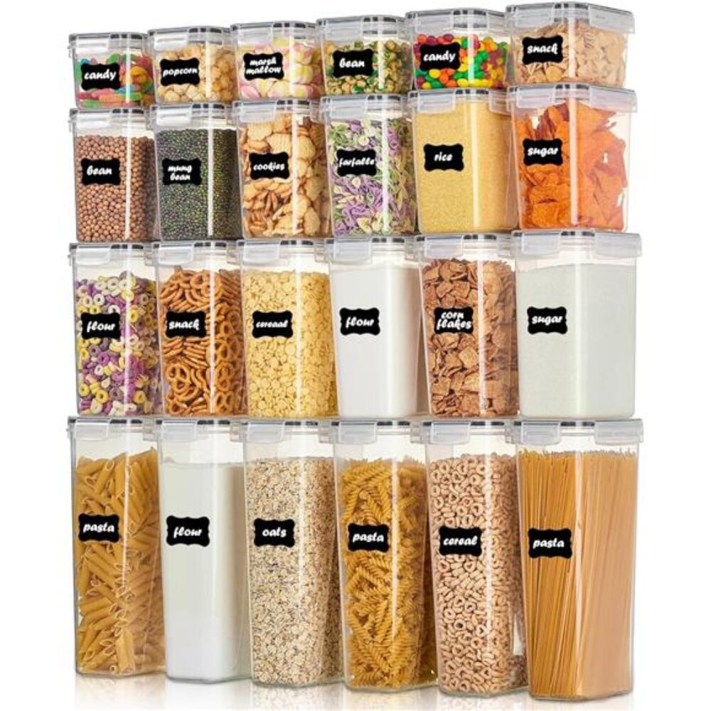 Airtight Food Storage Containers with Lids 24 pcs Plastic Kitchen Organization